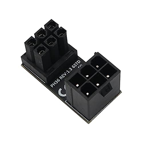 WLGQ ATX Female to Male 6pin RVS 180 Degree Angled Adapter for Desktops Graphics Card 