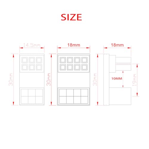 WLGQ ATX Female to Male 6pin RVS 180 Degree Angled Adapter for Desktops Graphics Card 