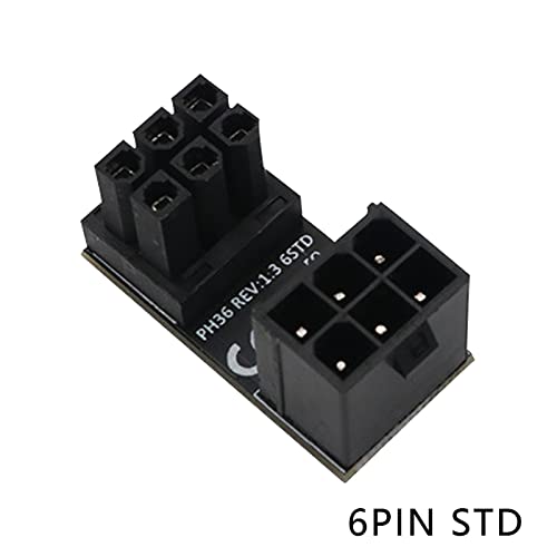 WLGQ ATX Female to Male 6pin RVS 180 Degree Angled Adapter for Desktops Graphics Card 