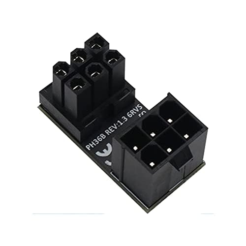 WLGQ ATX Female to Male 6pin RVS 180 Degree Angled Adapter for Desktops Graphics Card 