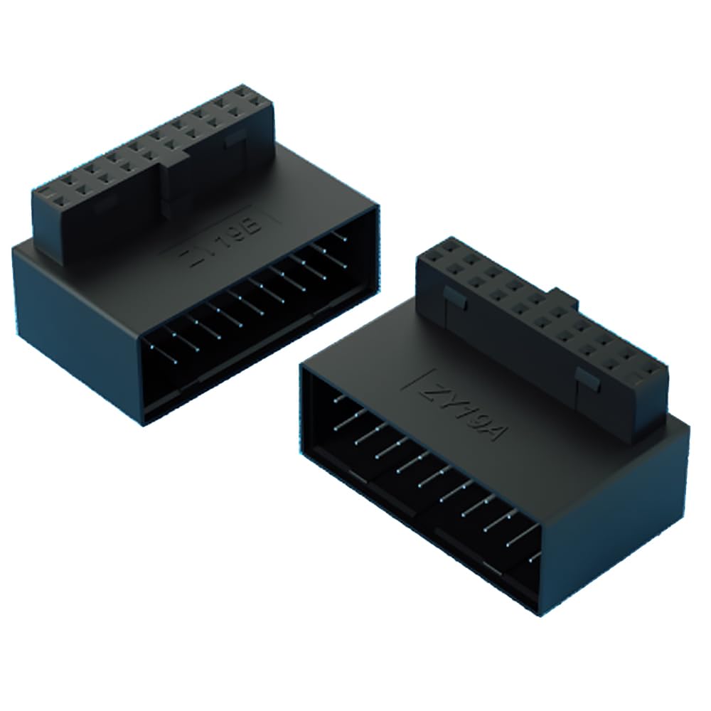 WLGQ USB 3.0 Right Angled 90 Degree 19/20 Pin Male to Female Extension Adapter Motherboard Connector for Streamlined Cable Management &amp; Effortless PC Assembly (A) 