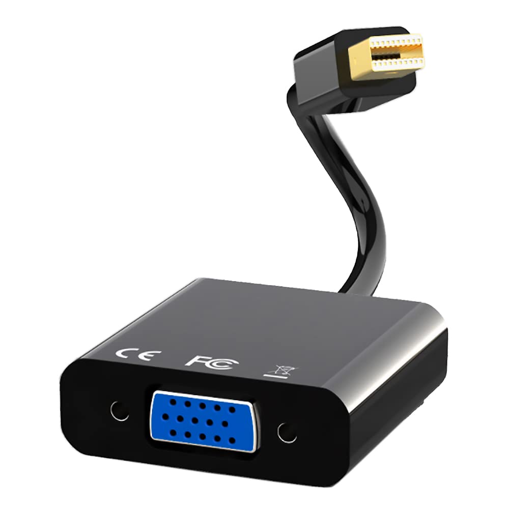 WLGQ Mini DP to VGA Adapter, Gold-Plated MINI DisplayPort（thunderbolt2） to VGA Converter Male to Female 1080P(Black)