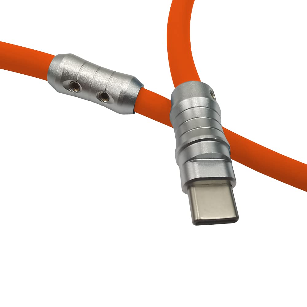 WLGQ Geek Industrial Style Handmade Custom Type C to C PD 100W Skin-Friendly Silicone Material Fast Charging Cable Metal Plug Shell USB-C Laptop Tablet Phone Universal Charging Cable (Blue 3.3Ft)