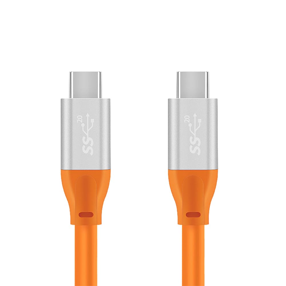 WLGQ USB C to USB C Data Cable, 3.2 GEN 2 100W Fast Charge 20Gbps USB-C Cable E-Marker Type-C 4K@60Hz Vedio Chubby Cable (3ft Orange)