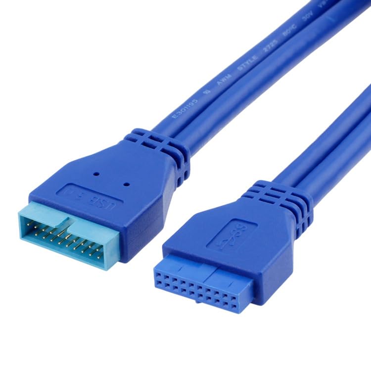 WLGQ USB 3.0 19/20-Pin Male to Female Internal Extension Cable (0.2m) - High-Speed ​​5Gbps for Motherboard Headers, Front Panel Ports &amp; PC Builds 