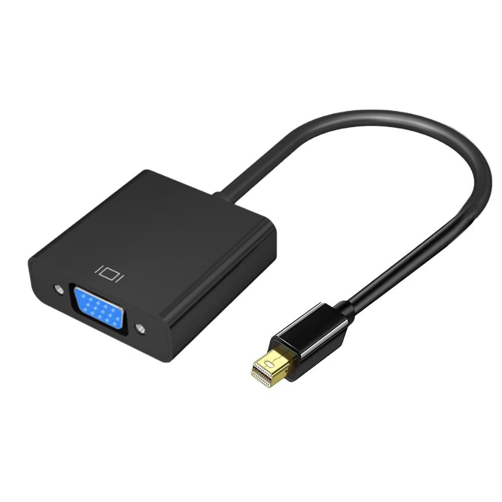WLGQ Mini DP to VGA Adapter, Gold-Plated MINI DisplayPort（thunderbolt2） to VGA Converter Male to Female 1080P(Black)