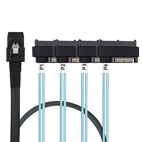 WLGQ Internal Mini SAS SFF-8087 36 Pin to 4X SAS 29Pin SFF-8482 Hard Disk SAS Cable with sata Power Port (1.6)