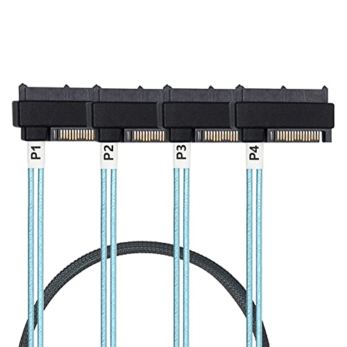 WLGQ Mini SAS SFF-8087 to 4X SAS SFF-8482 Internal Cable, 6Gbps Hard Drive Array Cable for Server, RAID, Storage System 0.5M /1.6ft