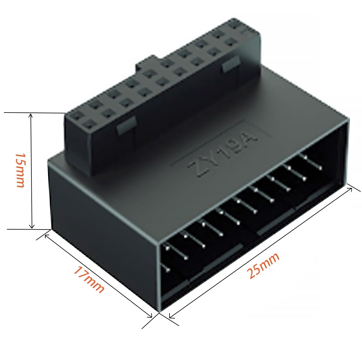 WLGQ USB 3.0 Right Angled 90 Degree 19/20 Pin Male to Female Extension Adapter Motherboard Connector for Streamlined Cable Management &amp; Effortless PC Assembly (A) 