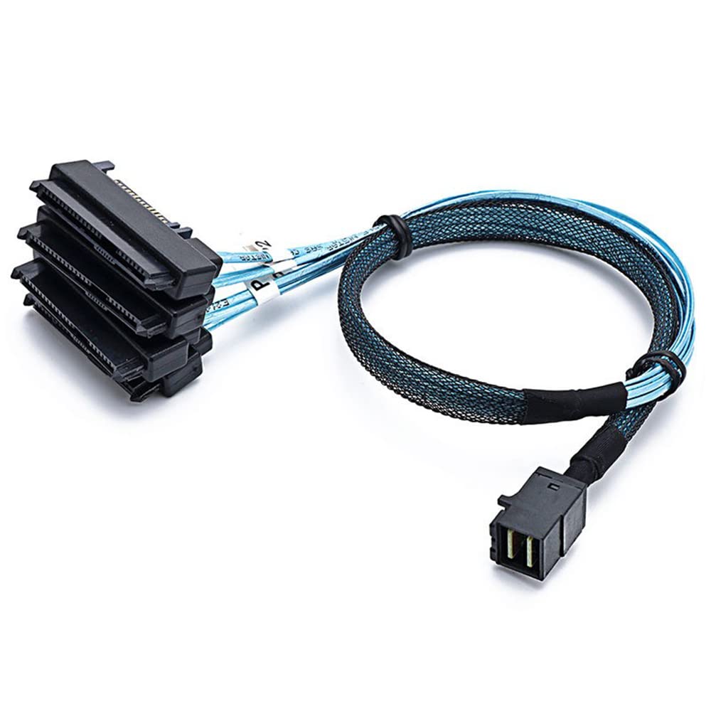 WLGQ Mini SAS to 4X SAS 29PIN Cable SFF-8643 to SFF-8482 29Pin with Sata 15PIN Power Connector, One to Four, for Raid Controller to HDD 1.6FT