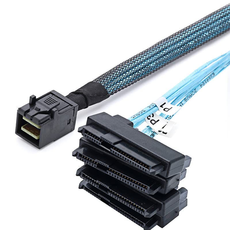 WLGQ Mini SAS to 4X SAS 29PIN Cable SFF-8643 to SFF-8482 29Pin with Sata 15PIN Power Connector, One to Four, for Raid Controller to HDD 1.6FT