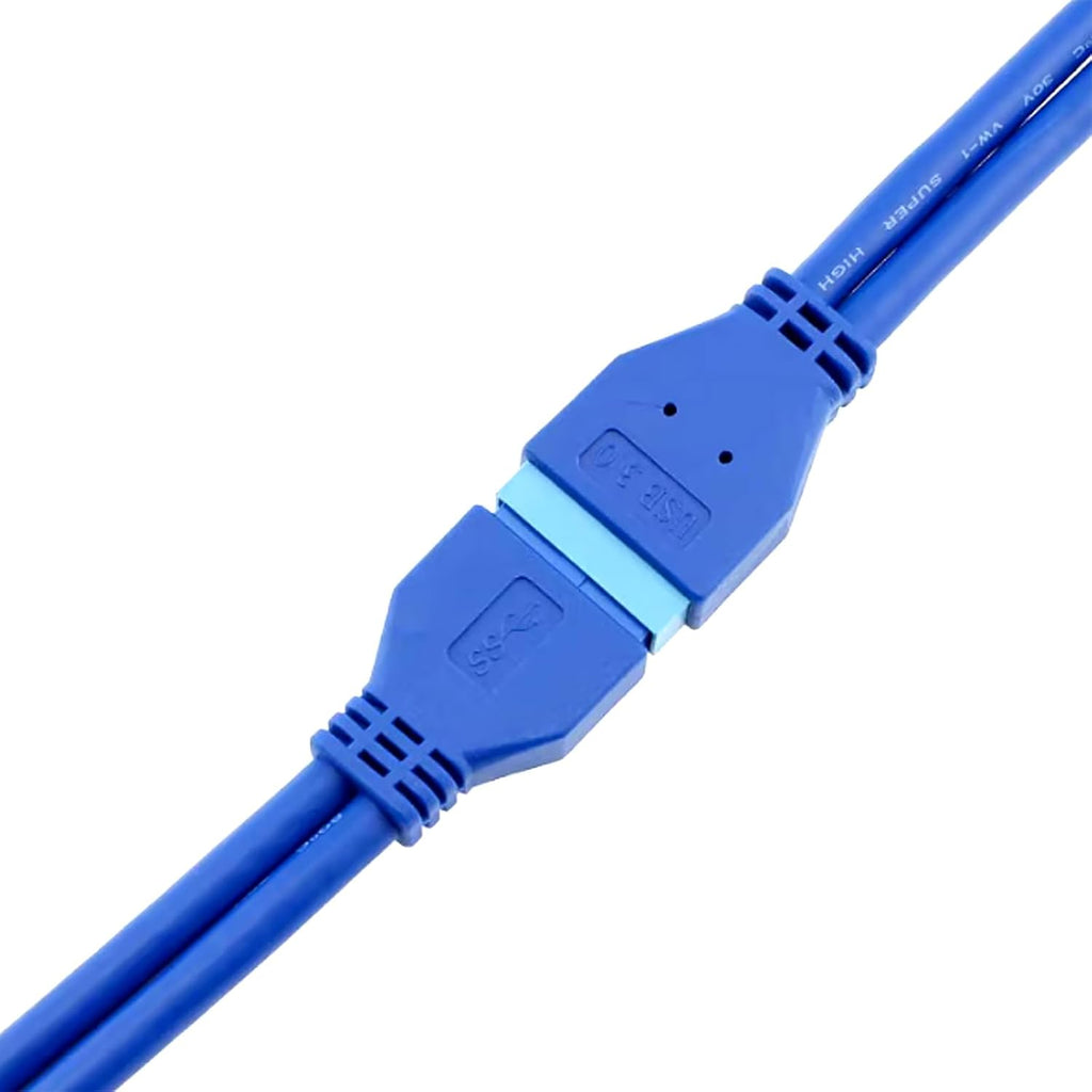 WLGQ USB 3.0 19/20-Pin Male to Female Internal Extension Cable (0.2m) - High-Speed ​​5Gbps for Motherboard Headers, Front Panel Ports &amp; PC Builds 