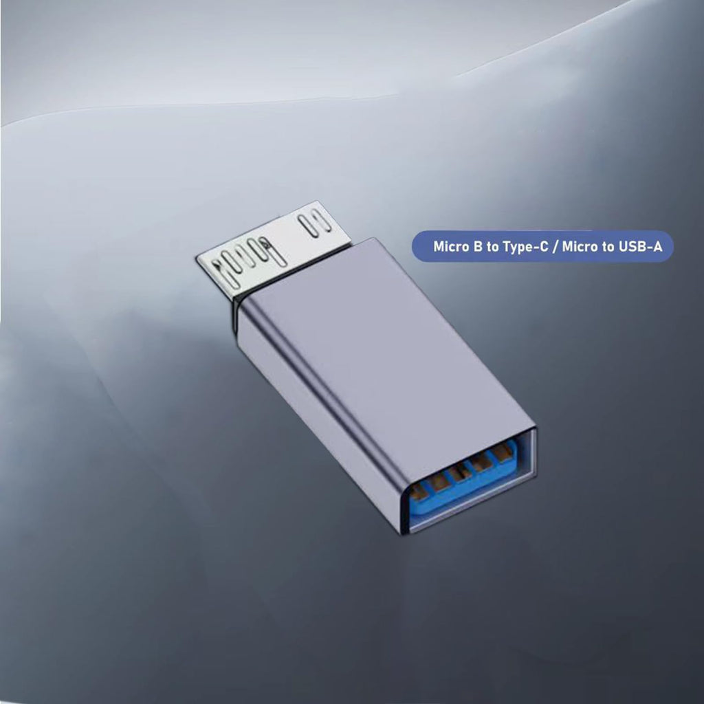 WLGQ USB 3.0 Micro B Male to A Female Adapter - 5Gbps Converter for External Hard Drive, SSD, Camera - OTG Support, Gray (3-Pack)