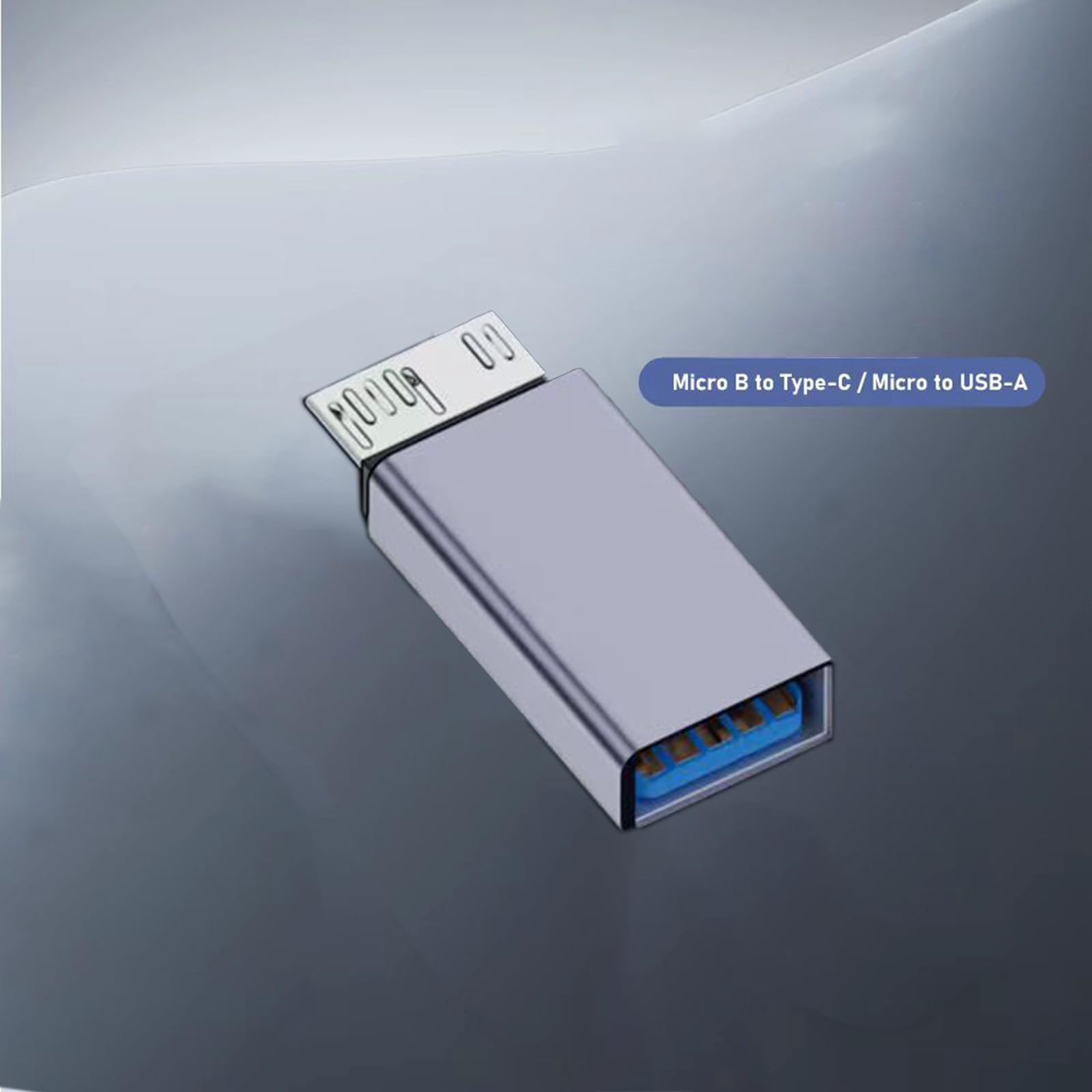 WLGQ USB 3.0 Micro B Male to A Female Adapter - 5Gbps Converter for External Hard Drive, SSD, Camera - OTG Support, Gray (3-Pack)