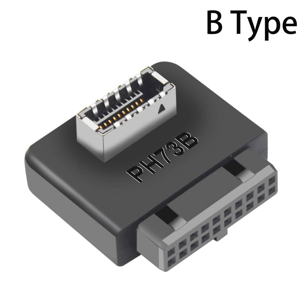 WLGQ USB 3.0 19-Pin to USB 3.2 Type E Adapter, Internal Motherboard Converter, Front Panel Type-C Port, Black 