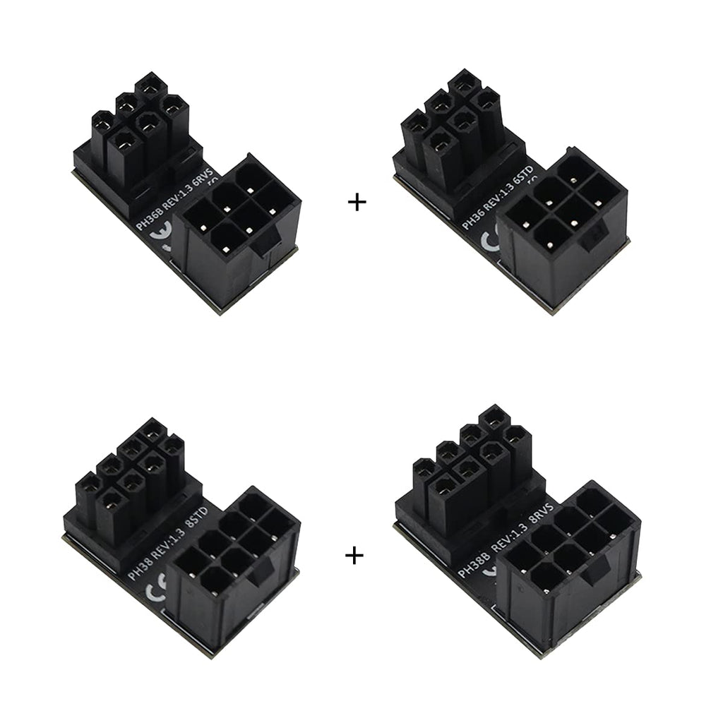 WLGQ ATX Female to Male 6pin RVS 180 Degree Angled Adapter for Desktops Graphics Card 