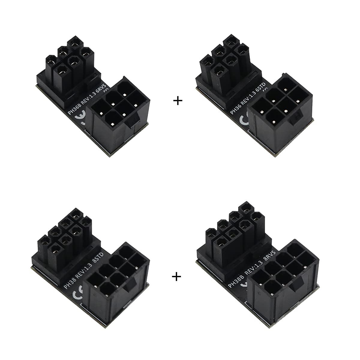 WLGQ ATX Female to Male 6pin RVS 180 Degree Angled Adapter for Desktops Graphics Card 