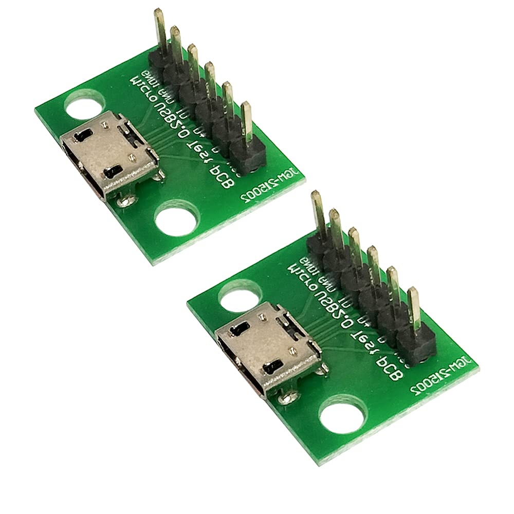 WLGQ Micro USB 2.0 Test PCB Breakout Board, 6-Pin Interface, 10 Pack