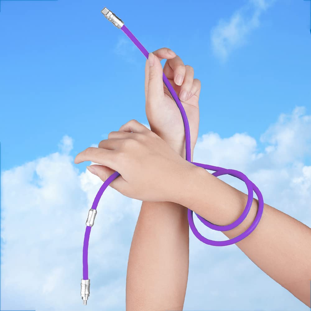 WLGQ Geek Industrial Style Handmade Custom Type C to C PD 100W Skin-Friendly Silicone Material Fast Charging Cable Metal Plug Shell USB-C Laptop Tablet Phone Universal Charging Cable (Blue 3.3Ft)