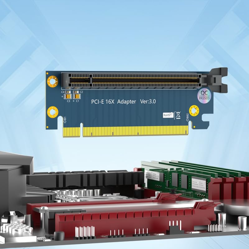 WLGQ PCI-E X16 Riser Card Adapter, PCIE GPU 90 Degree Male to Female Adapter, PCI Express Version 4.0