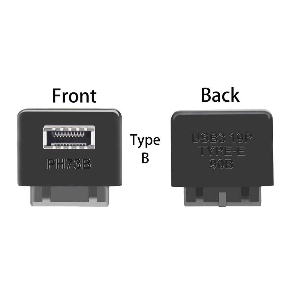 WLGQ USB 3.0 19-Pin to USB 3.2 Type E Adapter, Internal Motherboard Converter, Front Panel Type-C Port, Black 