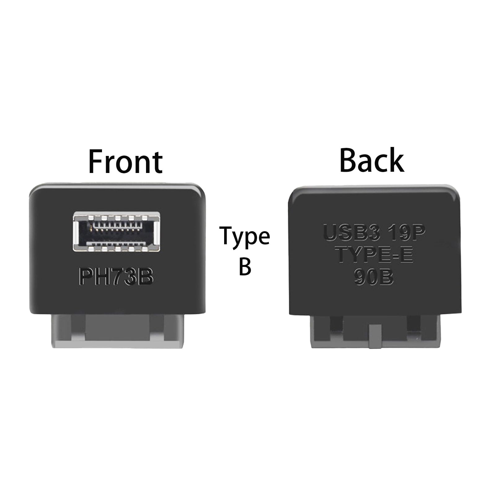 WLGQ USB 3.0 19-Pin to USB 3.2 Type E Adapter, Internal Motherboard Converter, Front Panel Type-C Port, Black 