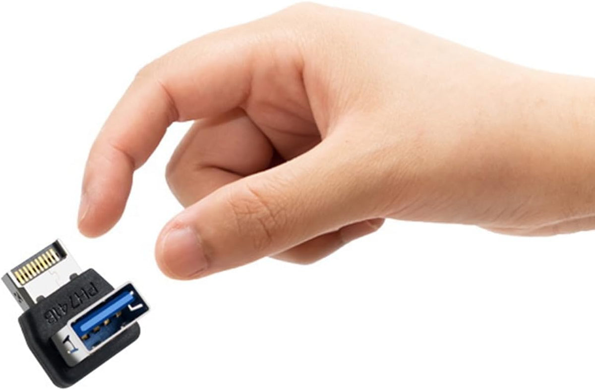 Right Angle USB Type-E Male to USB-A Female Adapter, USB 3.1 Front Panel Header 10Gbps Type E to USB 3.1 Motherboard Header Connector (A)