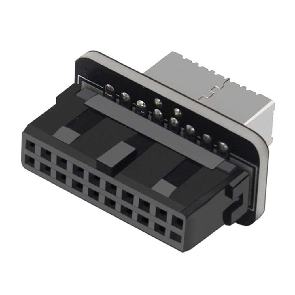 WLGQ USB 3.0 19-Pin to USB 3.2 Type E Adapter, Internal Motherboard Converter, Front Panel Type-C Port, Black 