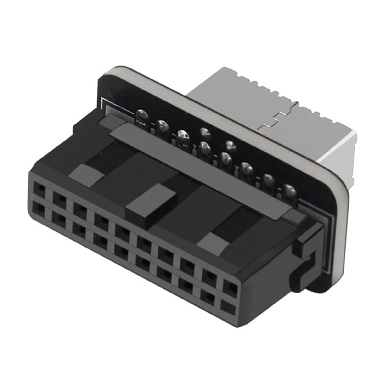 WLGQ USB 3.0 19-Pin to USB 3.2 Type E Adapter, Internal Motherboard Converter, Front Panel Type-C Port, Black 