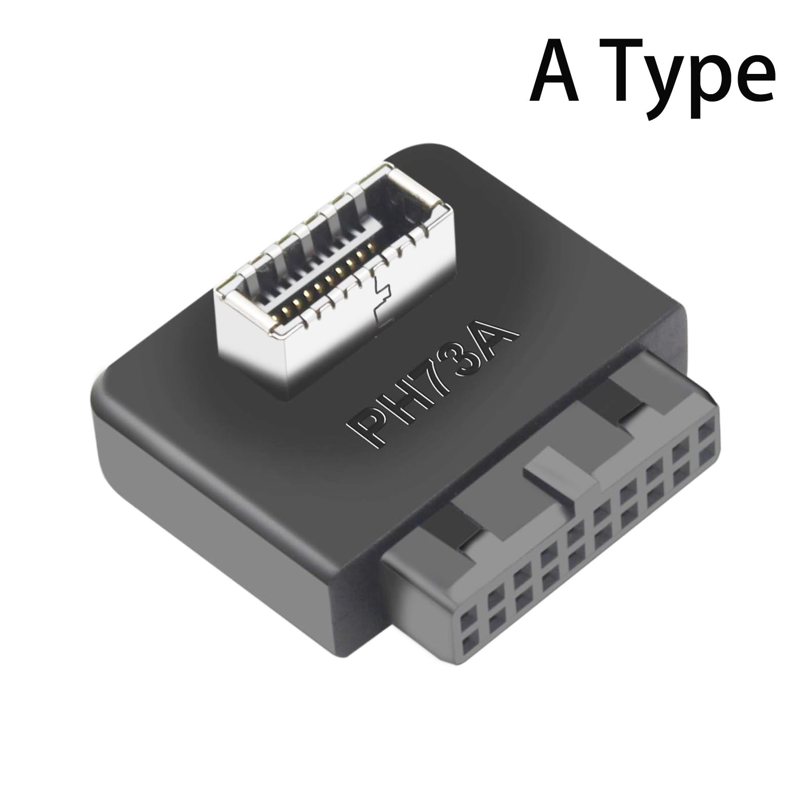 WLGQ USB 3.0 19-Pin to USB 3.2 Type E Adapter, Internal Motherboard Converter, Front Panel Type-C Port, Black 