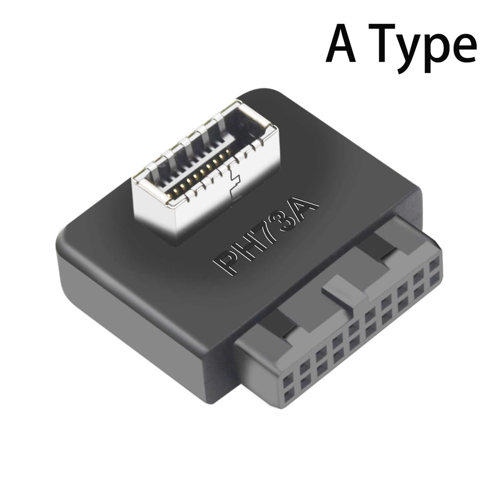 WLGQ USB 3.0 19-Pin to USB 3.2 Type E Adapter, Internal Motherboard Converter, Front Panel Type-C Port, Black 