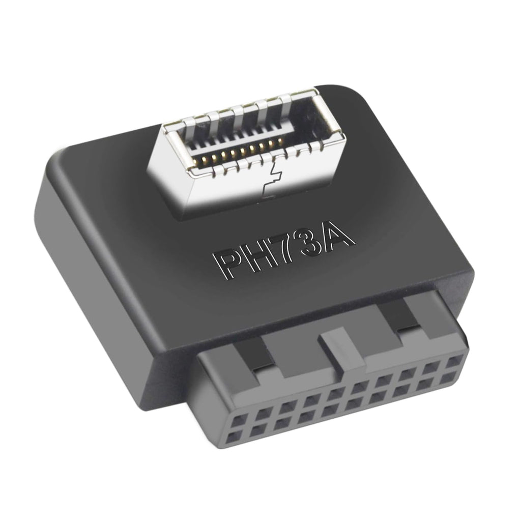 WLGQ USB 3.0 19-Pin to USB 3.2 Type E Adapter, Internal Motherboard Converter, Front Panel Type-C Port, Black 