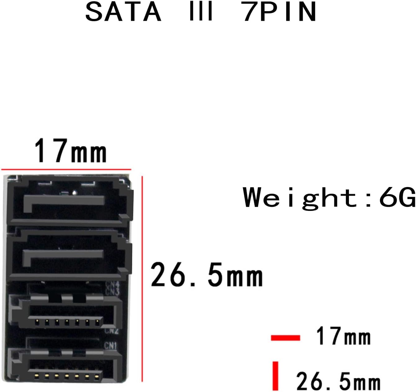 WLGQ Double-Layer SATA 7-Pin Male to Female 180-Degree Adapter, 4 Ports, Black, Matte Finish, EVA Insulated, Motherboard Adapter