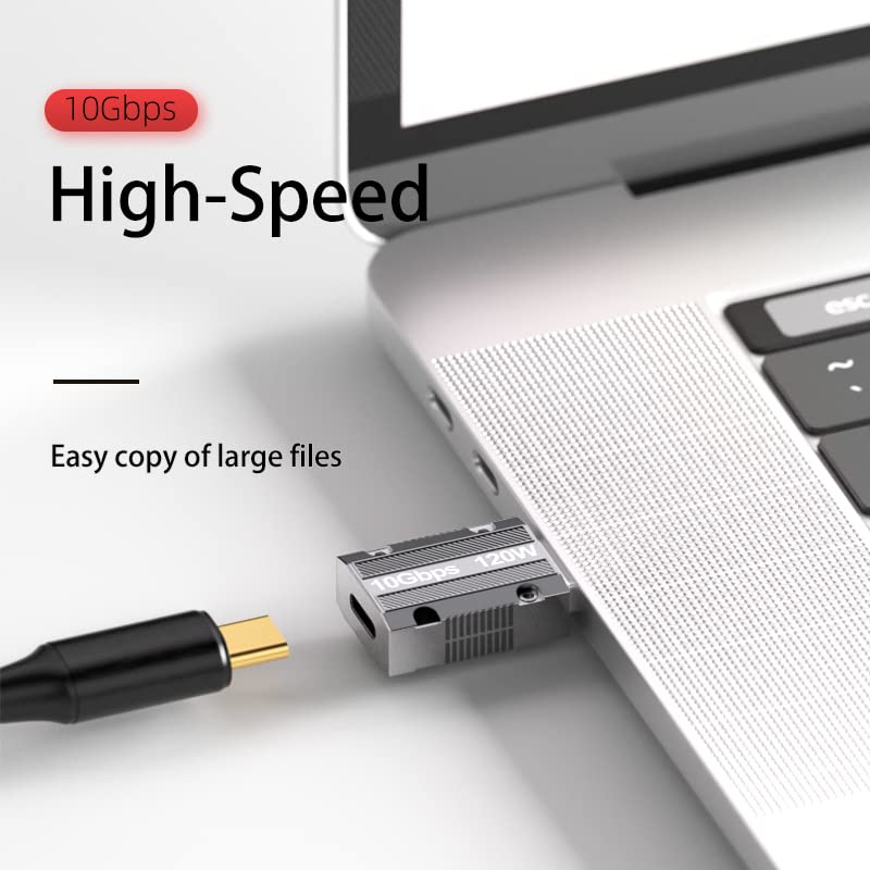 WLGQ 10Gbps USB C Female to USB Male Adapter, Zinc Alloy Double-Sided USB A to Type C Adapter with10Gbps High-Speed Data Transfer & PD120W Stable Charging for Laptop Charger Power Bank(2Pack)