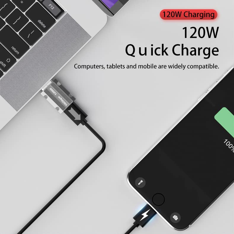 WLGQ 10Gbps USB C Female to USB Male Adapter, Zinc Alloy Double-Sided USB A to Type C Adapter with10Gbps High-Speed Data Transfer & PD120W Stable Charging for Laptop Charger Power Bank(2Pack)