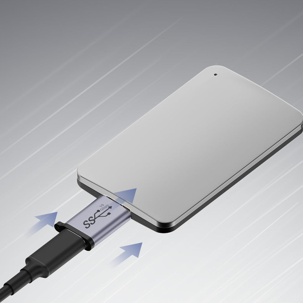 WLGQ USB 3.0 Micro B Male to A Female Adapter - 5Gbps Converter for External Hard Drive, SSD, Camera - OTG Support, Gray (3-Pack)