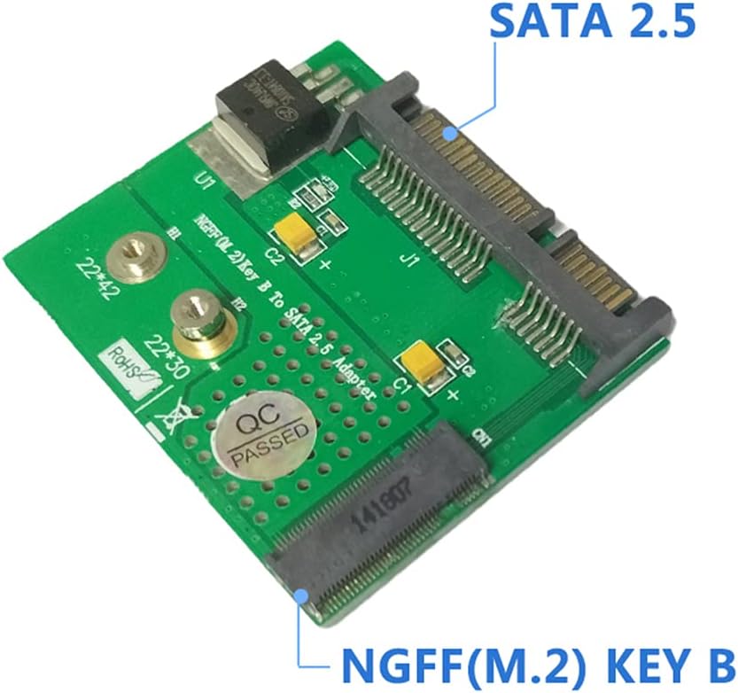 WLGQ NGFF M.2 Key B SSD to SATA 2.5 7+15PIN Riser Card Solid State Drive Adapter PCBA