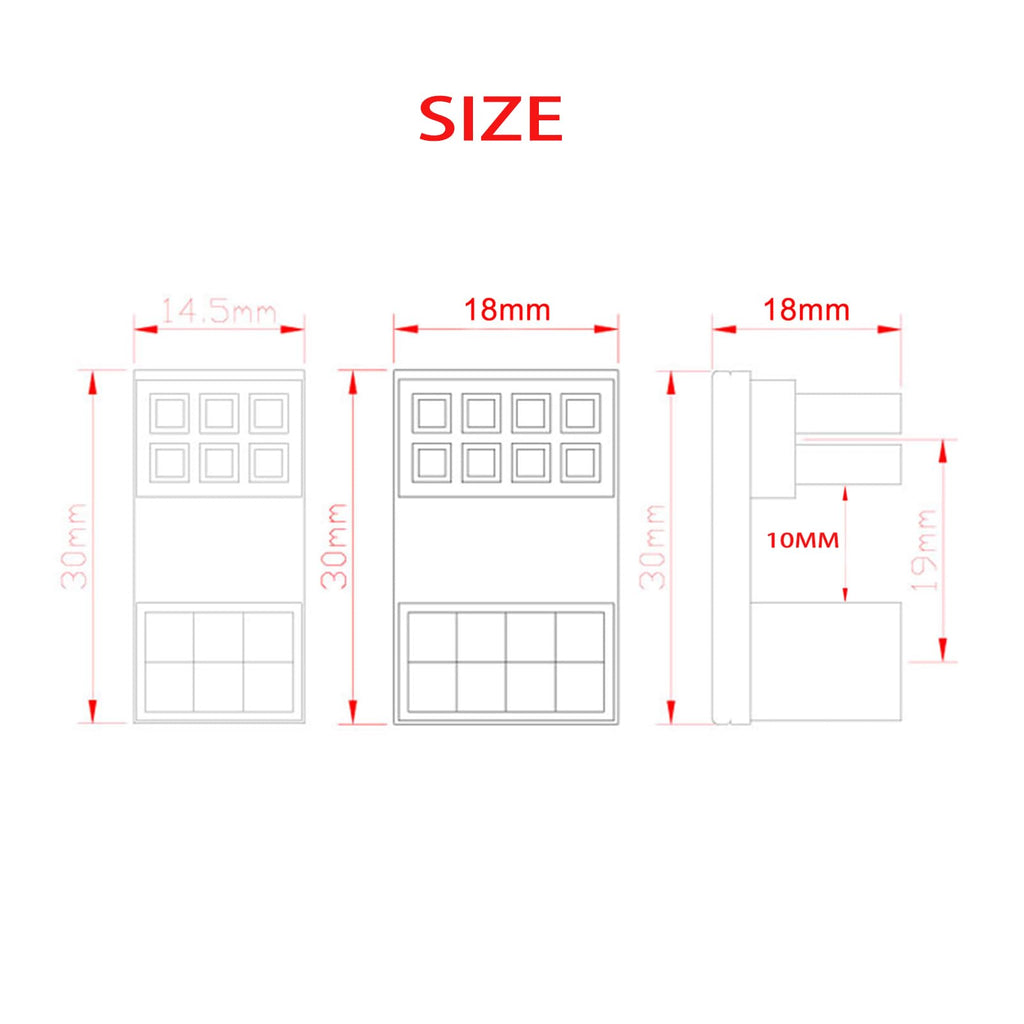 WLGQ ATX Female to Male 6pin RVS 180 Degree Angled Adapter for Desktops Graphics Card 