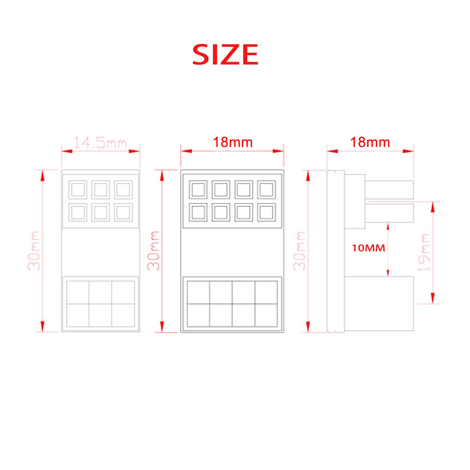WLGQ ATX Female to Male 6pin RVS 180 Degree Angled Adapter for Desktops Graphics Card 