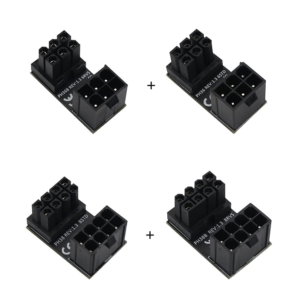 WLGQ ATX Female to Male 6pin RVS 180 Degree Angled Adapter for Desktops Graphics Card 