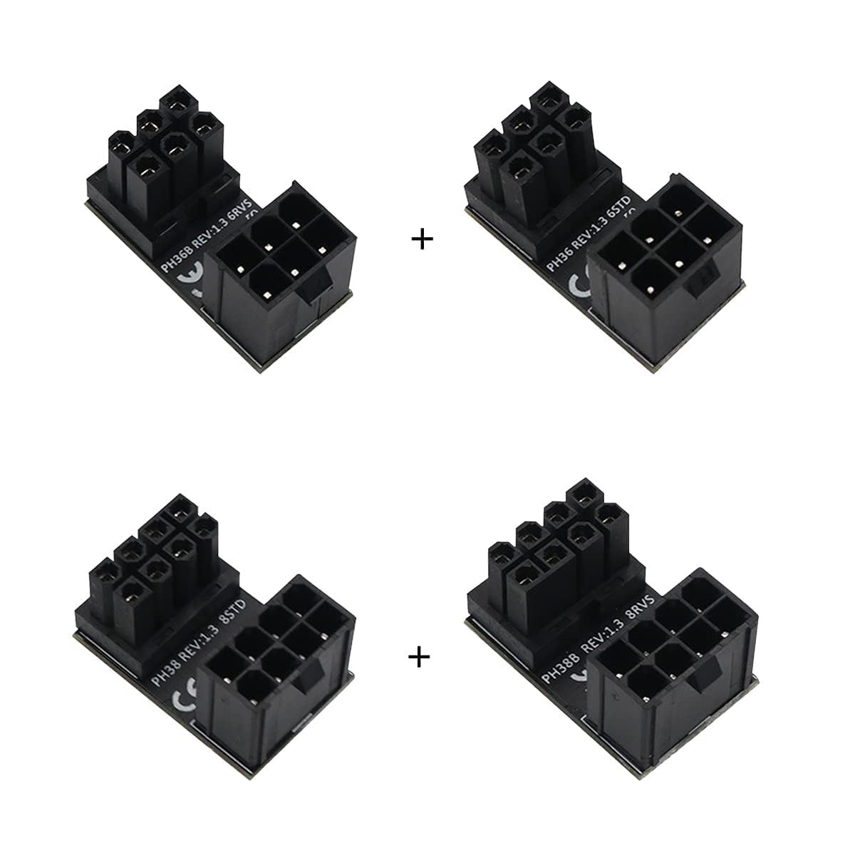 WLGQ ATX Female to Male 6pin RVS 180 Degree Angled Adapter for Desktops Graphics Card 