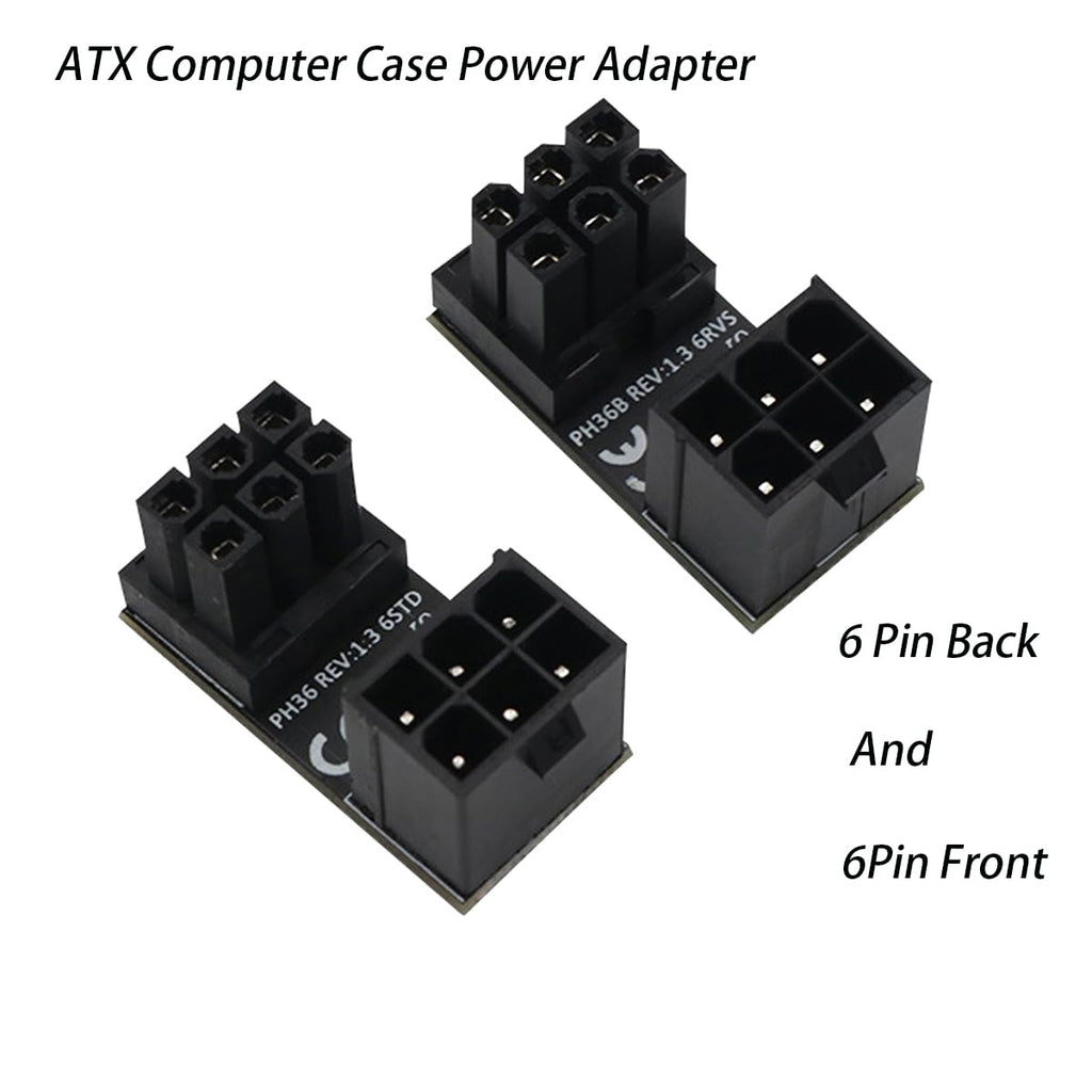 WLGQ ATX Female to Male 6pin RVS 180 Degree Angled Adapter for Desktops Graphics Card 