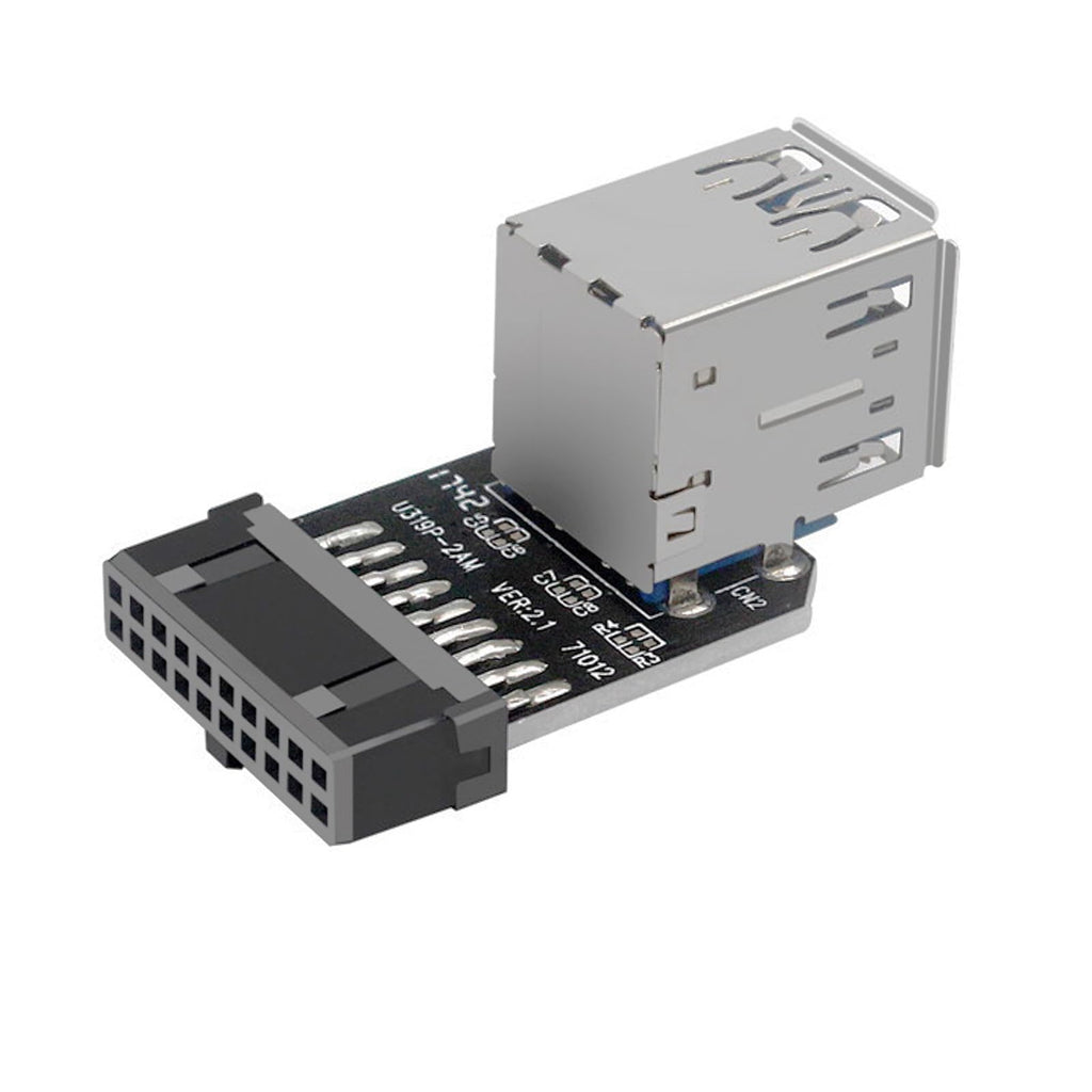 WLGQ USB 3.0 Dual Port Adapter – 19/20 PIN to Dual USB 3.0 Female Header for PC Motherboard Expansion (A) 