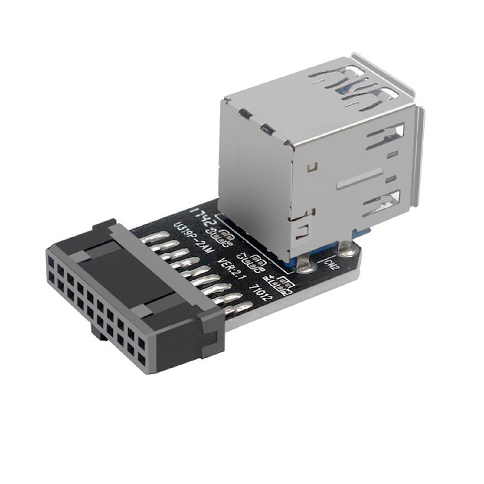 WLGQ USB 3.0 Dual Port Adapter – 19/20 PIN to Dual USB 3.0 Female Header for PC Motherboard Expansion (A) 