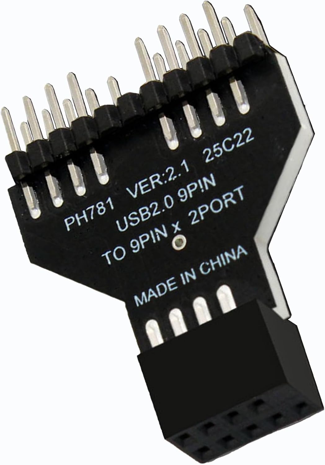 WLGQ USB 2.0 Motherboard 9-Pin Header to Dual Port Adapter, Internal USB Splitter, Black