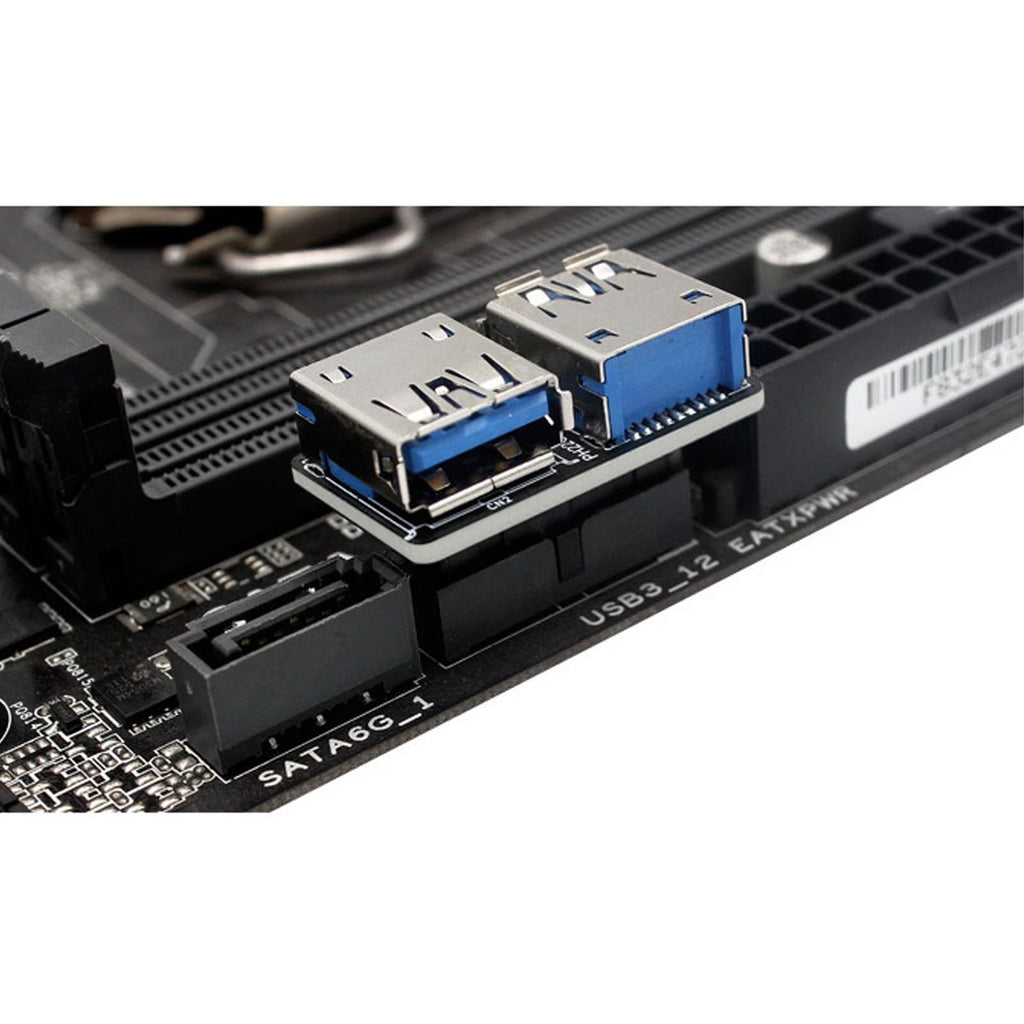 WLGQ USB 3.0 Dual Port Adapter – 19/20 PIN to Dual USB 3.0 Female Header for PC Motherboard Expansion (A) 