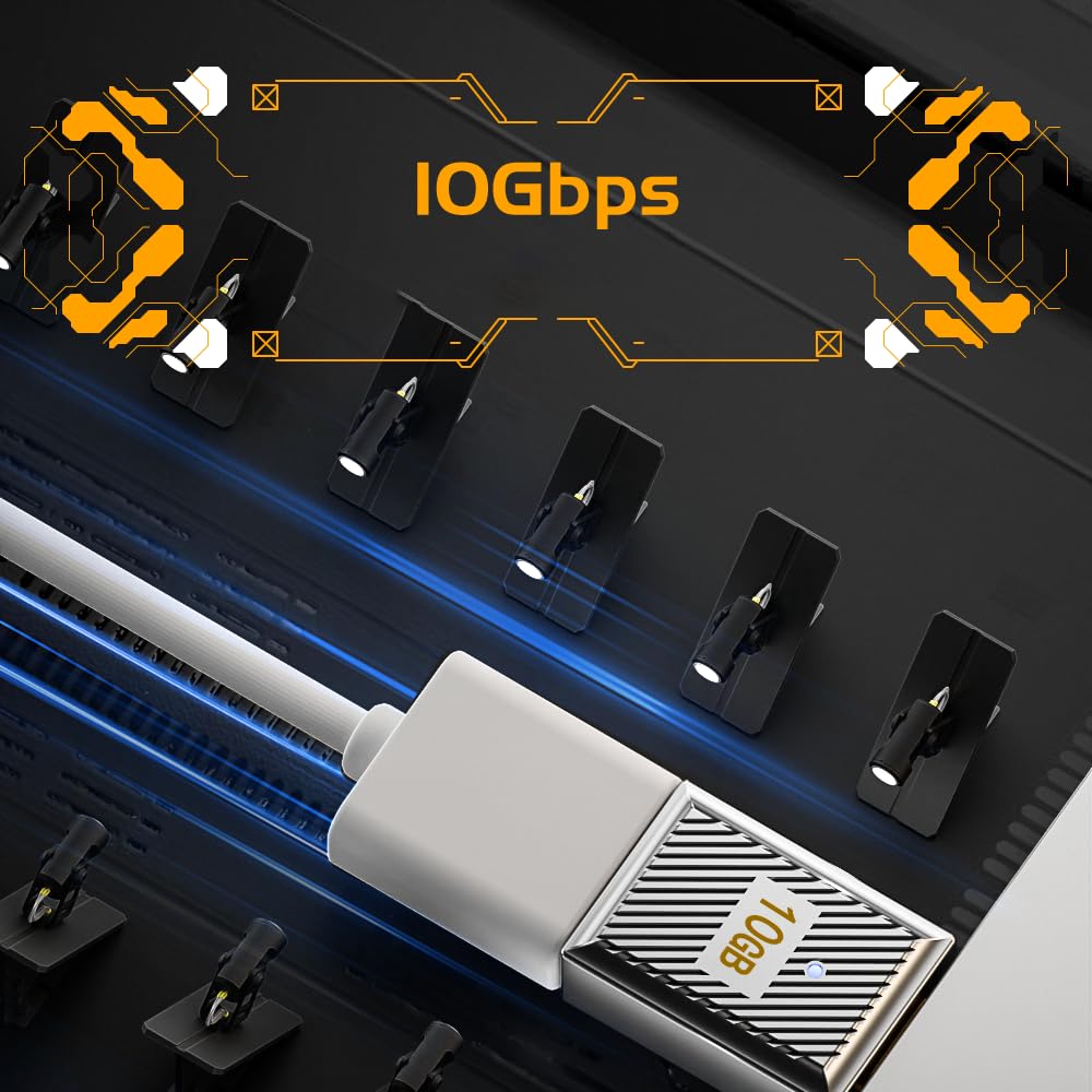WLGQ USB3.1 Type C Male to A Female Elbow 120w Charging Adapter 10Gbps Aluminum Alloy 90 Degree Shell Right Angle Elbow, USB CM-AF 03