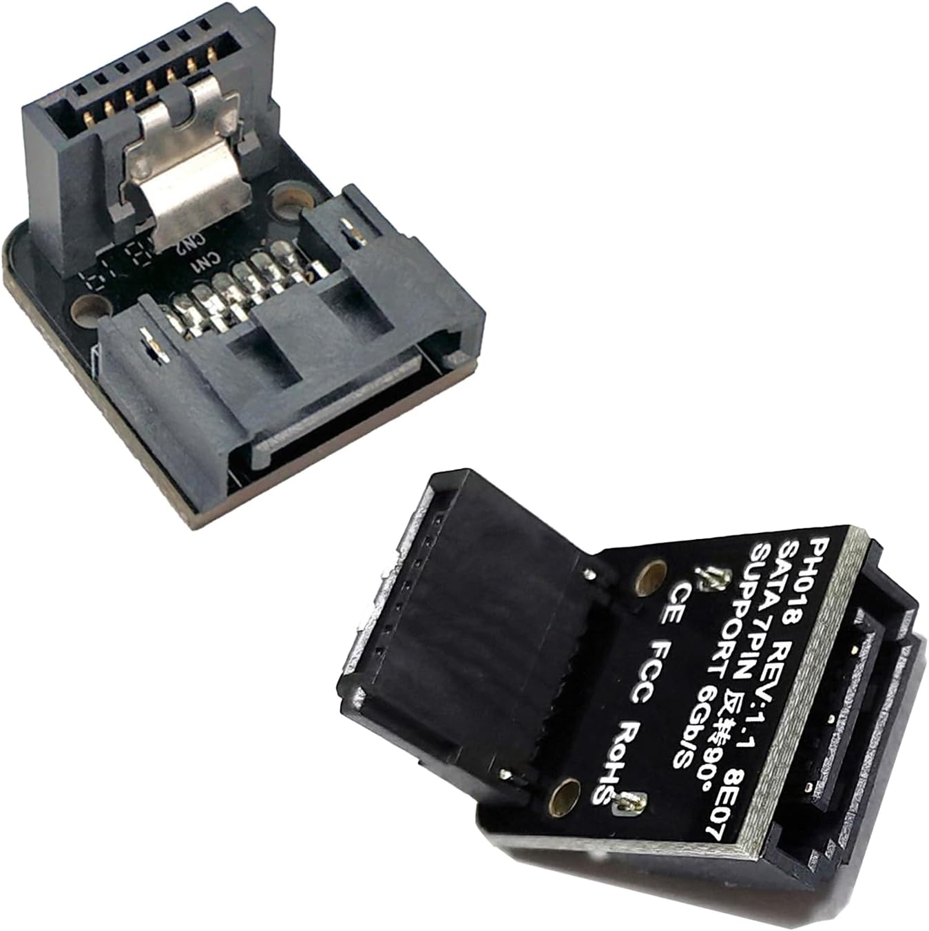 WLGQ SATA Male to Female 90 Degree Right Angle Adapter, Type A and Type B, 2 Pack