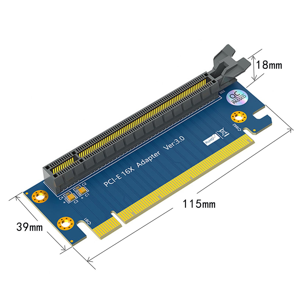 WLGQ PCI-E X16 Riser Card Adapter, PCIE GPU 90 Degree Male to Female Adapter, PCI Express Version 4.0