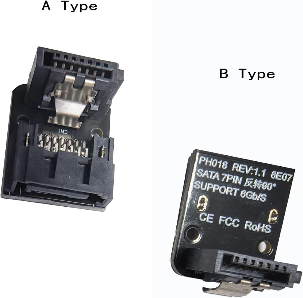 WLGQ SATA Male to Female 90 Degree Right Angle Adapter, Type A and Type B, 2 Pack